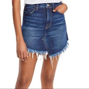 NWT Free People Raw Frayed Hem Denim Mini Skirt Size 24